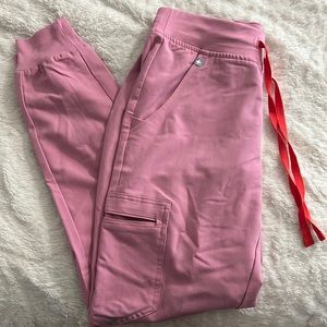 Light pink FIGS zamora jogger scrub pants